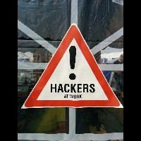 Hacking sign at CCCamp2015